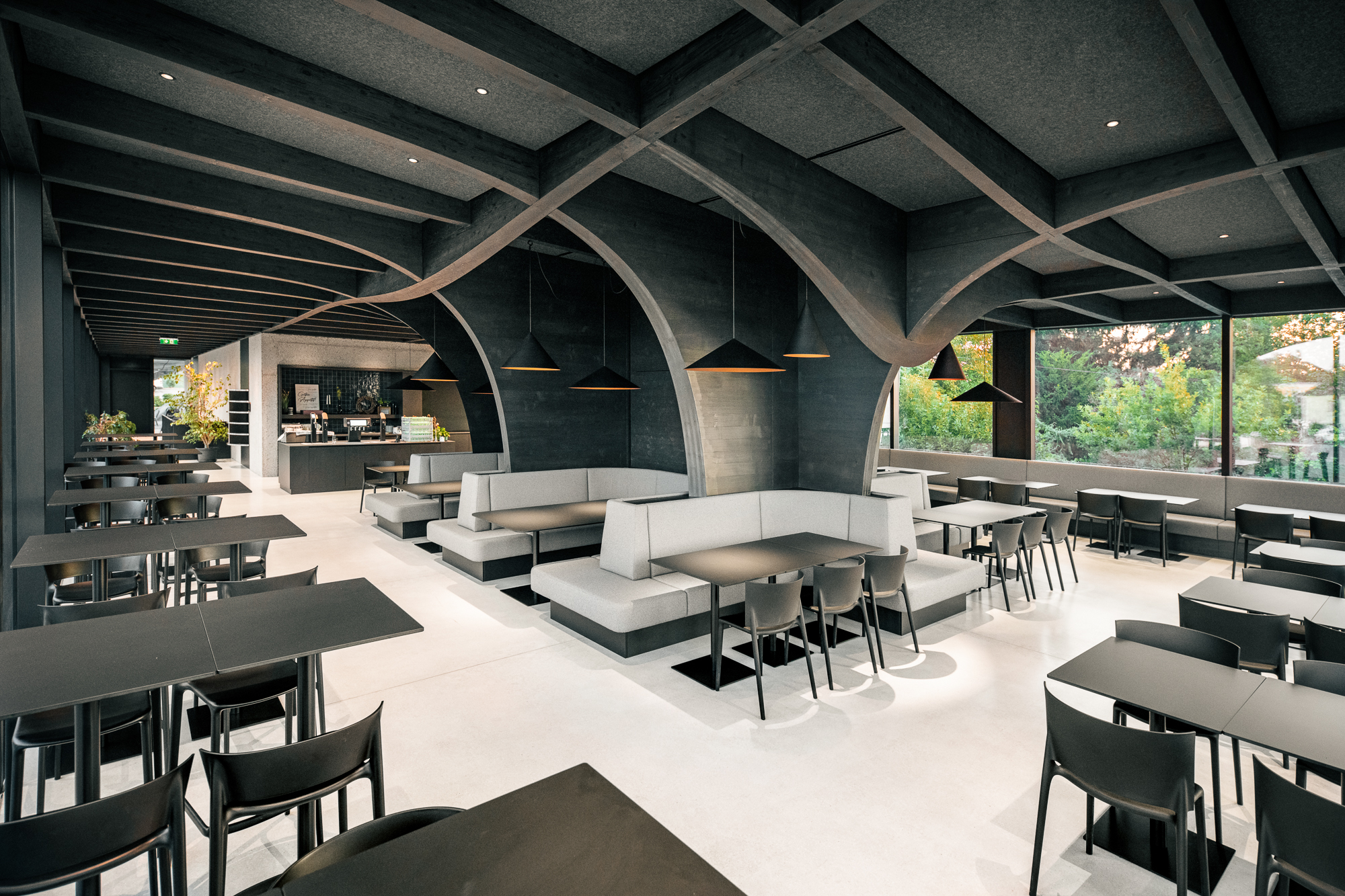 Betriebsrestaurant Test-Fuchs, Holzbau.
