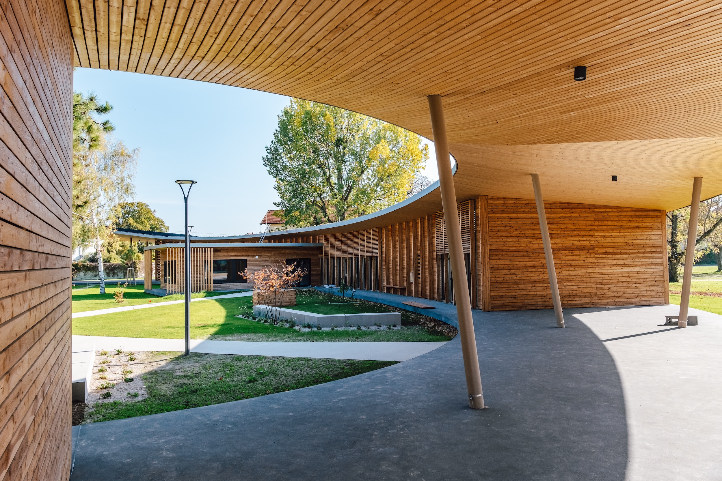 Sozialpädagogisches Betreuungszentrum Korneuburg, Holzbau.