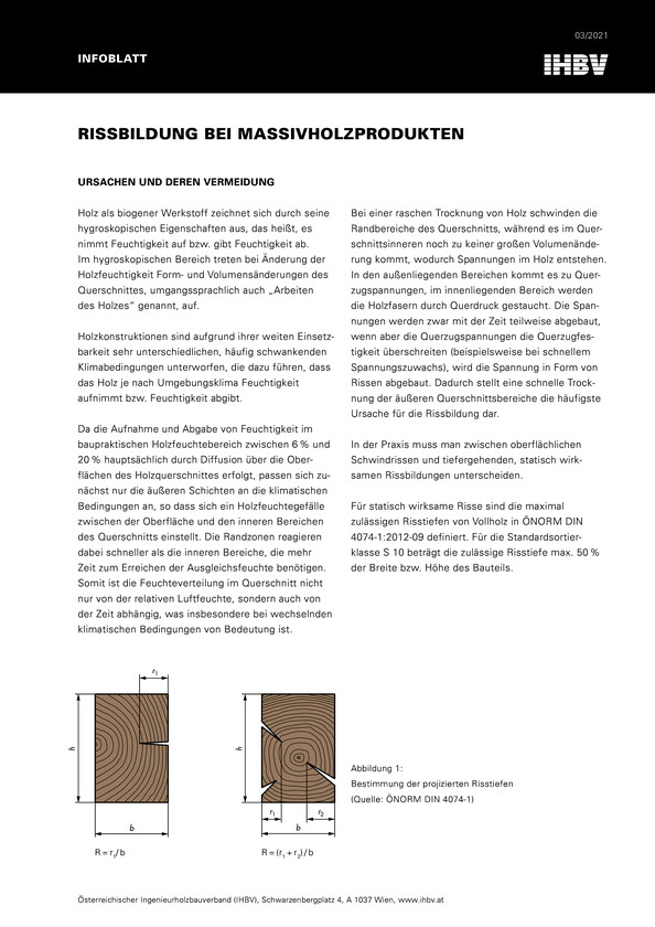 Rissbildung bei Massivholzprodukten